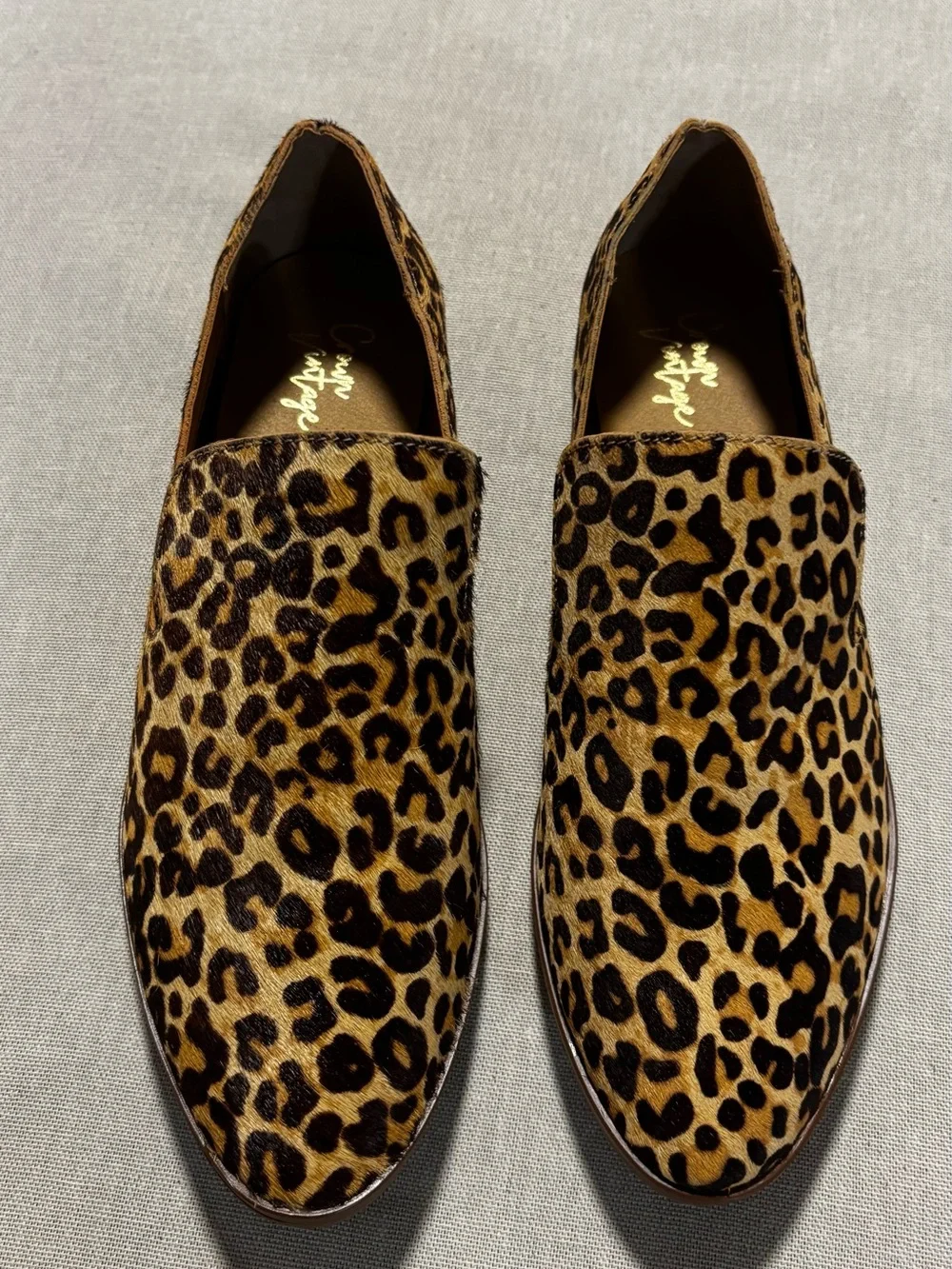 New Never Worn Crown Vintage Leopard Print Carla Loafer- 100% Cow Fur